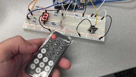 Demo video showing 8-segment display controlled by IR remote